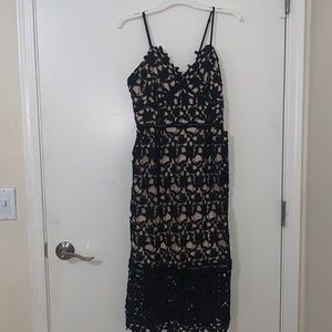 Lace Spaghetti Black Dress